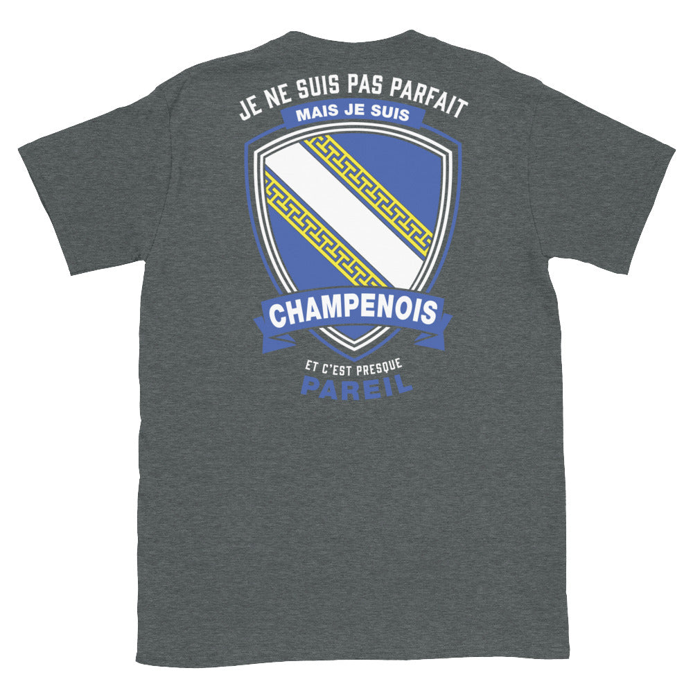 T-shirt Champagne bleu marine - Je ne suis pas parfait mais