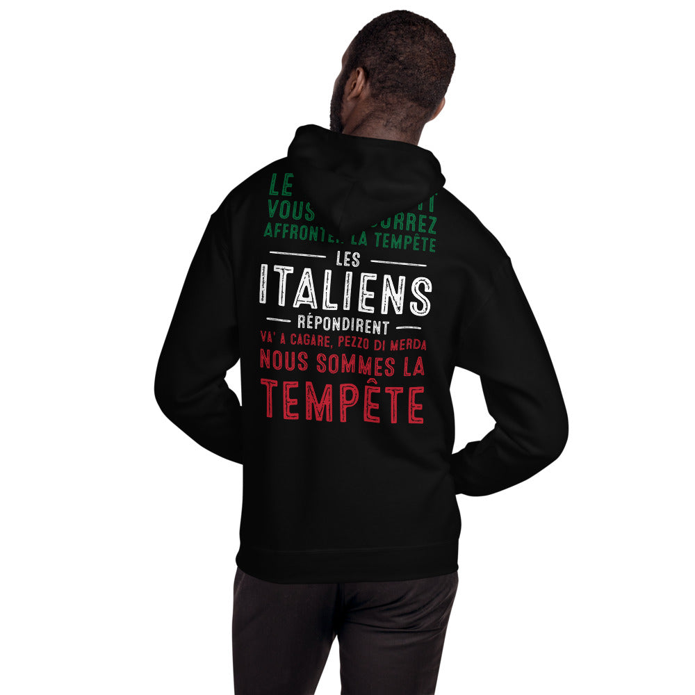 Sweatshirt Italie noir dos - Douceur et fierté à chaque port