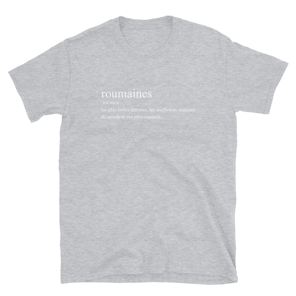 T-shirt Roumaines gris foncé dos - Définition humoristique et fière