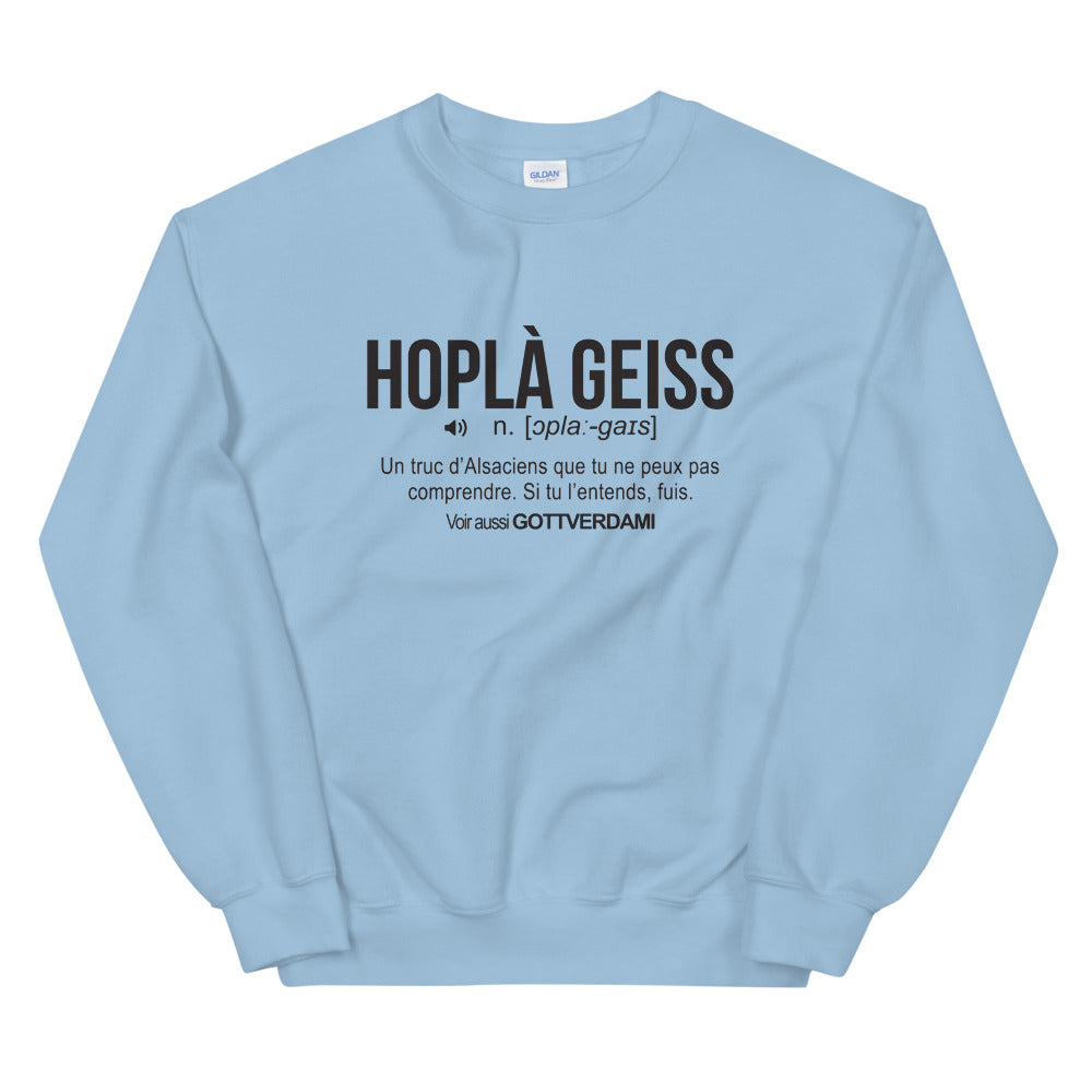 Sweatshirt Alsace gris sport dos - Définition humoristique