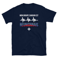 Thumbnail for T-shirt Réunion marine dos - Fierté du groupe sanguin local