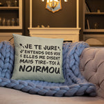 Tire toi à Noirmou - Coussin décoratif et humoristique île aux mimosas en Vendée - Ici & Là - T-shirts & Souvenirs de chez toi