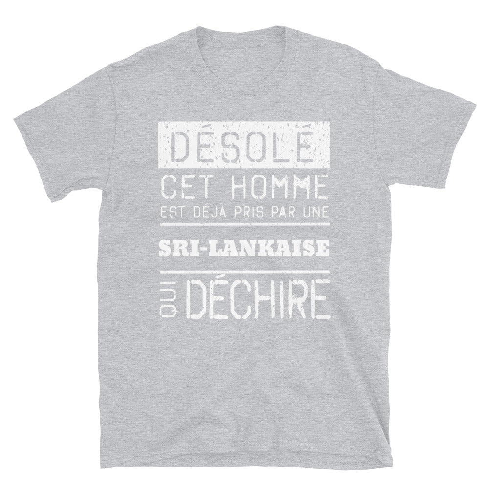 T-shirt Sri Lanka bleu marine dos - Désolé ce mec est pris par une fille qui déchire