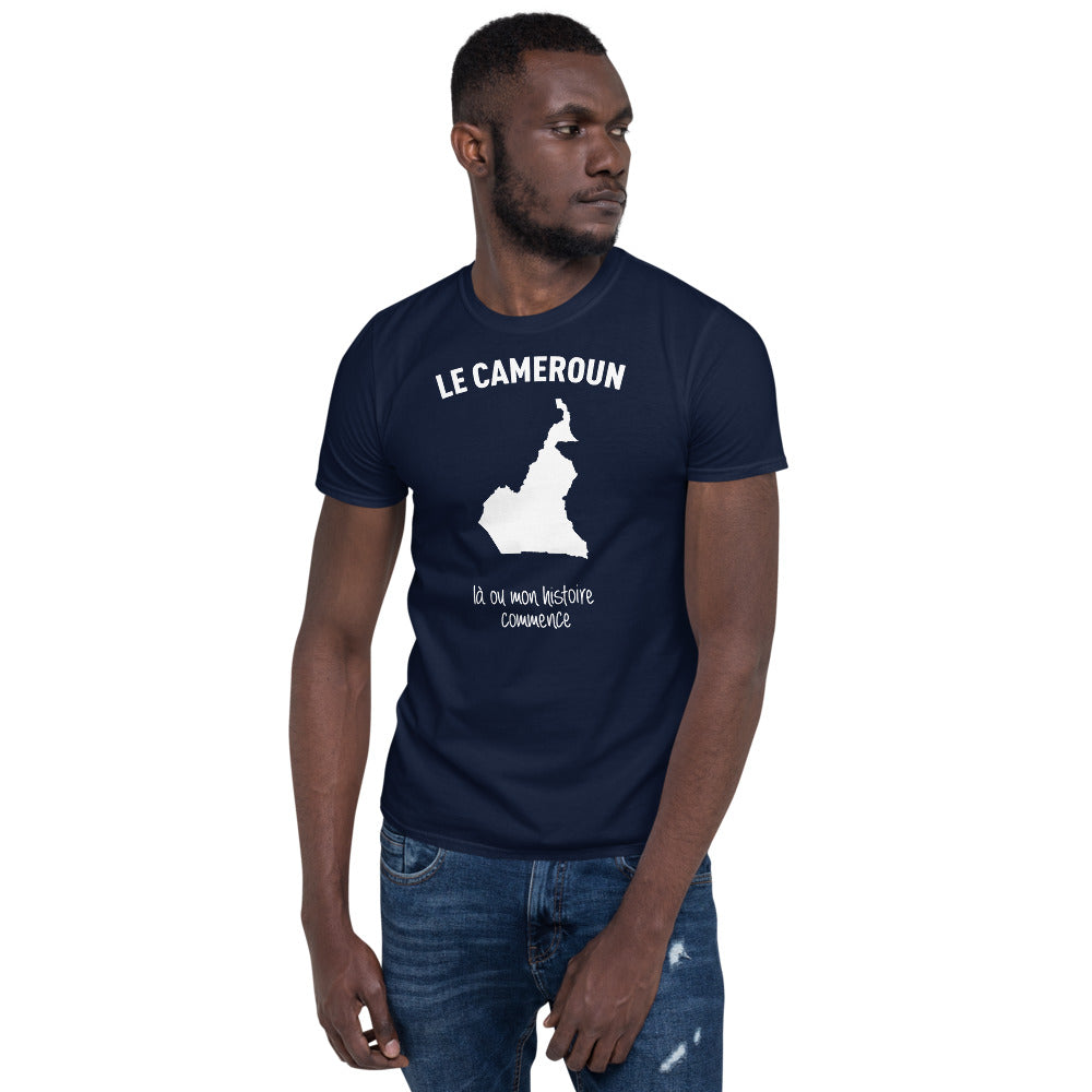 T-shirt Cameroun bleu marine dos - Mon histoire commence
