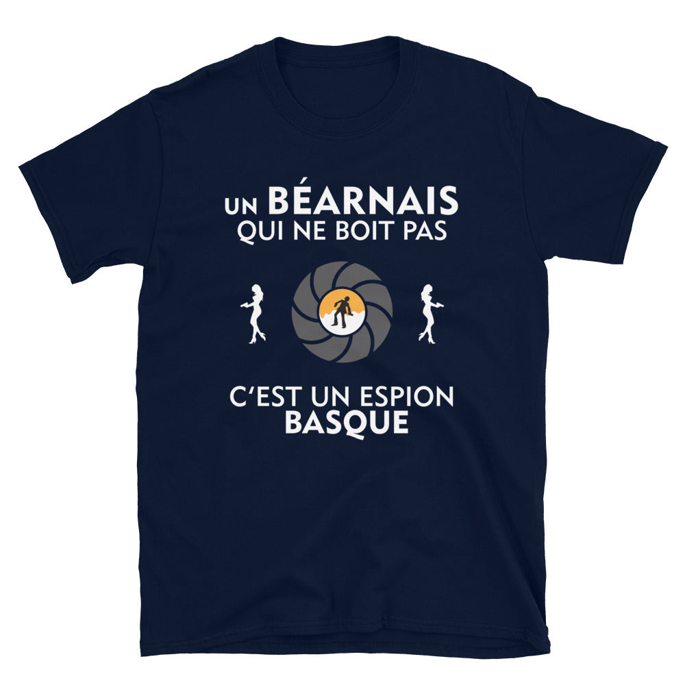 T-shirt Béarn bleu marine - Le gars qui ne boit pas c'est un espion