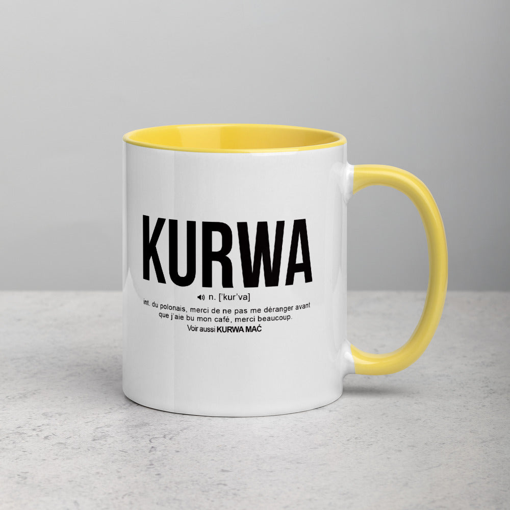 Définition drôle Kurwa pour le café des Polonais le matin  - Mug Tasse Couleurs intérieures - Ici & Là - T-shirts & Souvenirs de chez toi