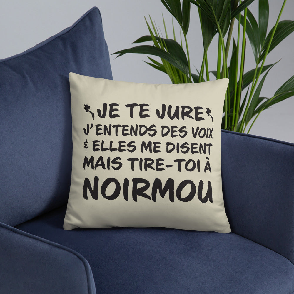 Tire toi à Noirmou - Coussin décoratif et humoristique île aux mimosas en Vendée - Ici & Là - T-shirts & Souvenirs de chez toi