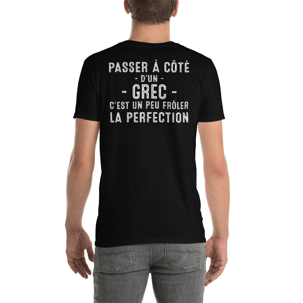 T-shirt Grèce noir dos - Frôler la perfection avec humour