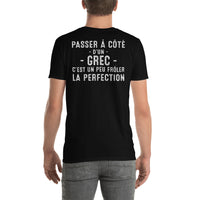 Thumbnail for T-shirt Grèce noir dos - Frôler la perfection avec humour