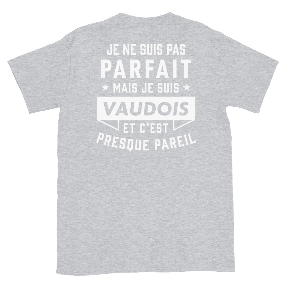 T-shirt Vaudois bleu marine dos - Je ne suis pas parfait mais.