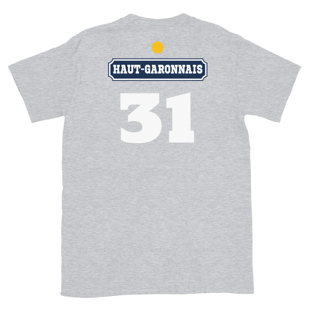 T-shirt Haut-Garonnais gris foncé chiné - design Pastis 31 face