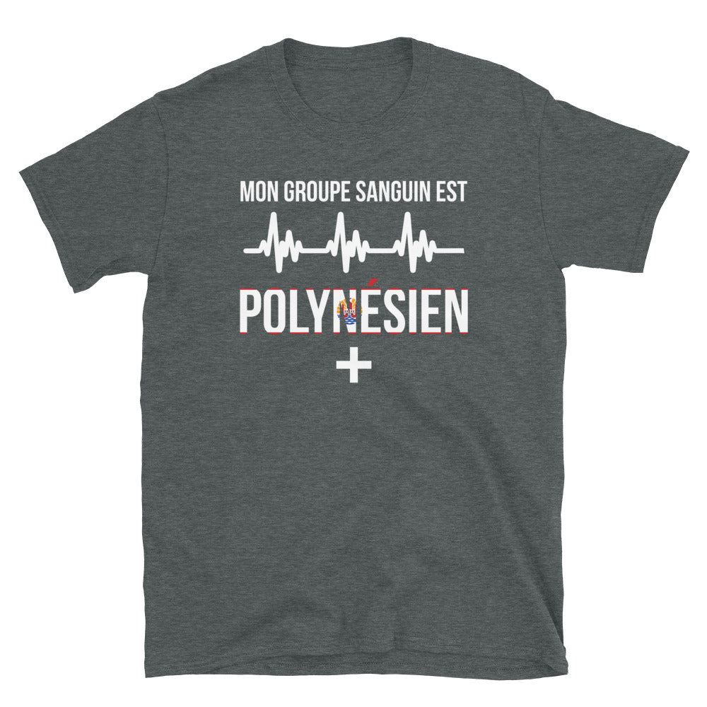 T-shirt Polynésien gris foncé chiné - Groupe sanguin humoristique