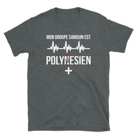 Thumbnail for T-shirt Polynésien gris foncé chiné - Groupe sanguin humoristique