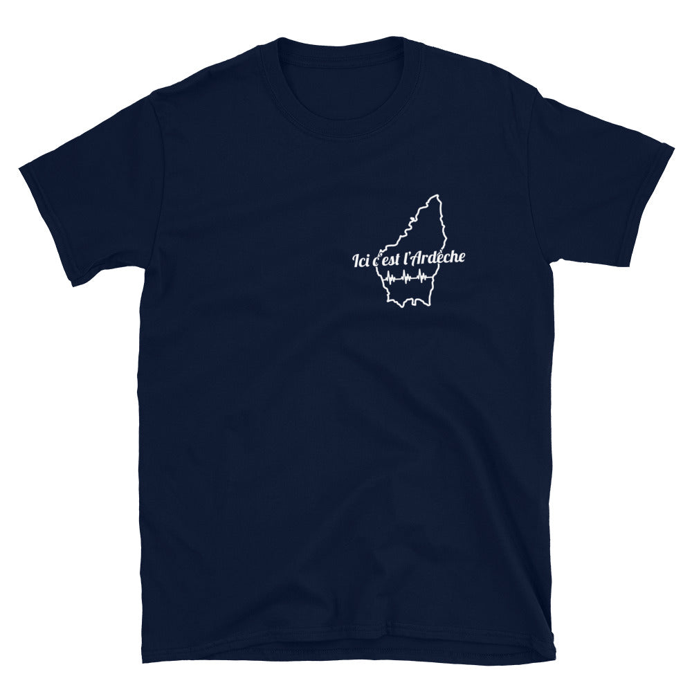 T-shirt Ardèche gris foncé chiné - L'Ardèche imprimée sur le coeur