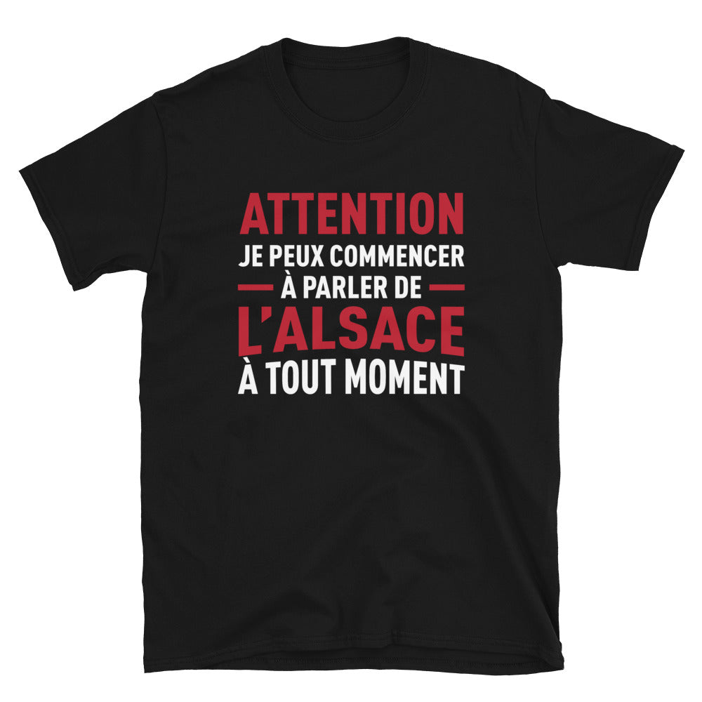T-shirt Alsace noir - Je peux parler de l'Alsace à tout moment