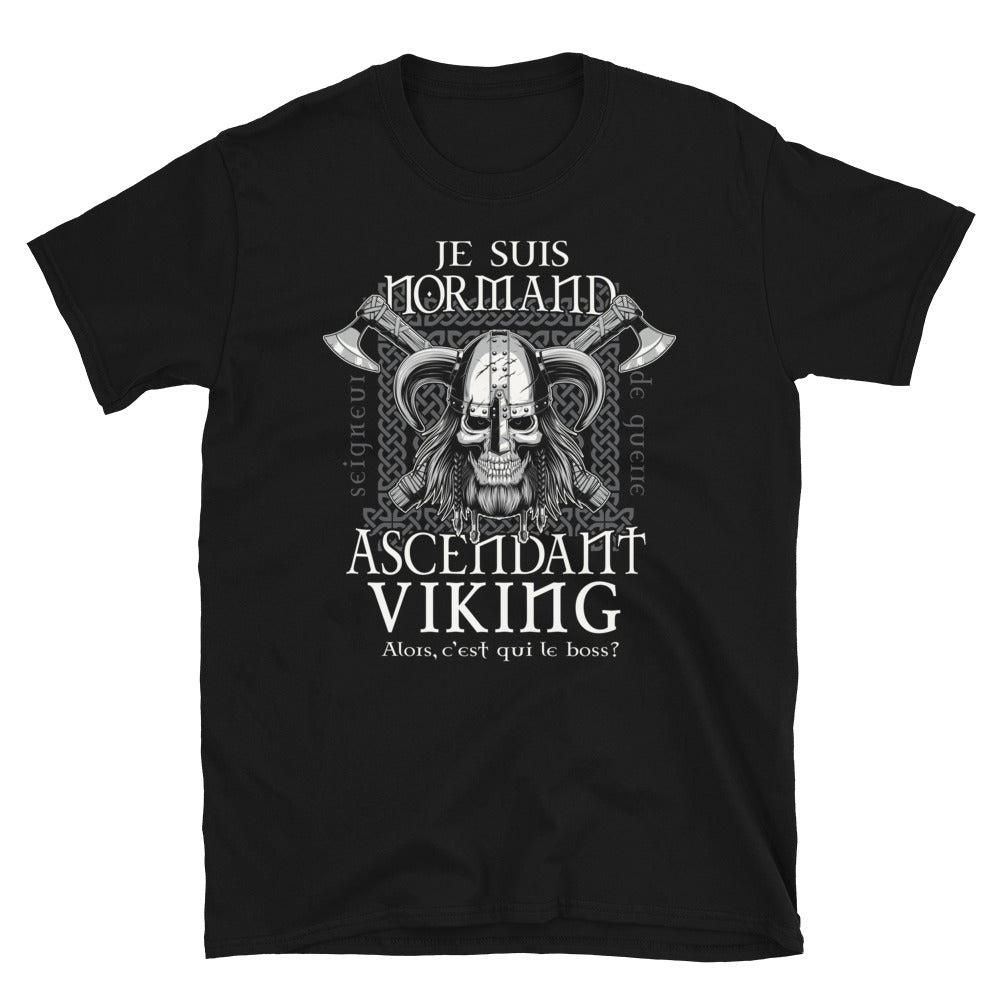 T-shirt Normand noir - Je suis normand, ascendant viking face
