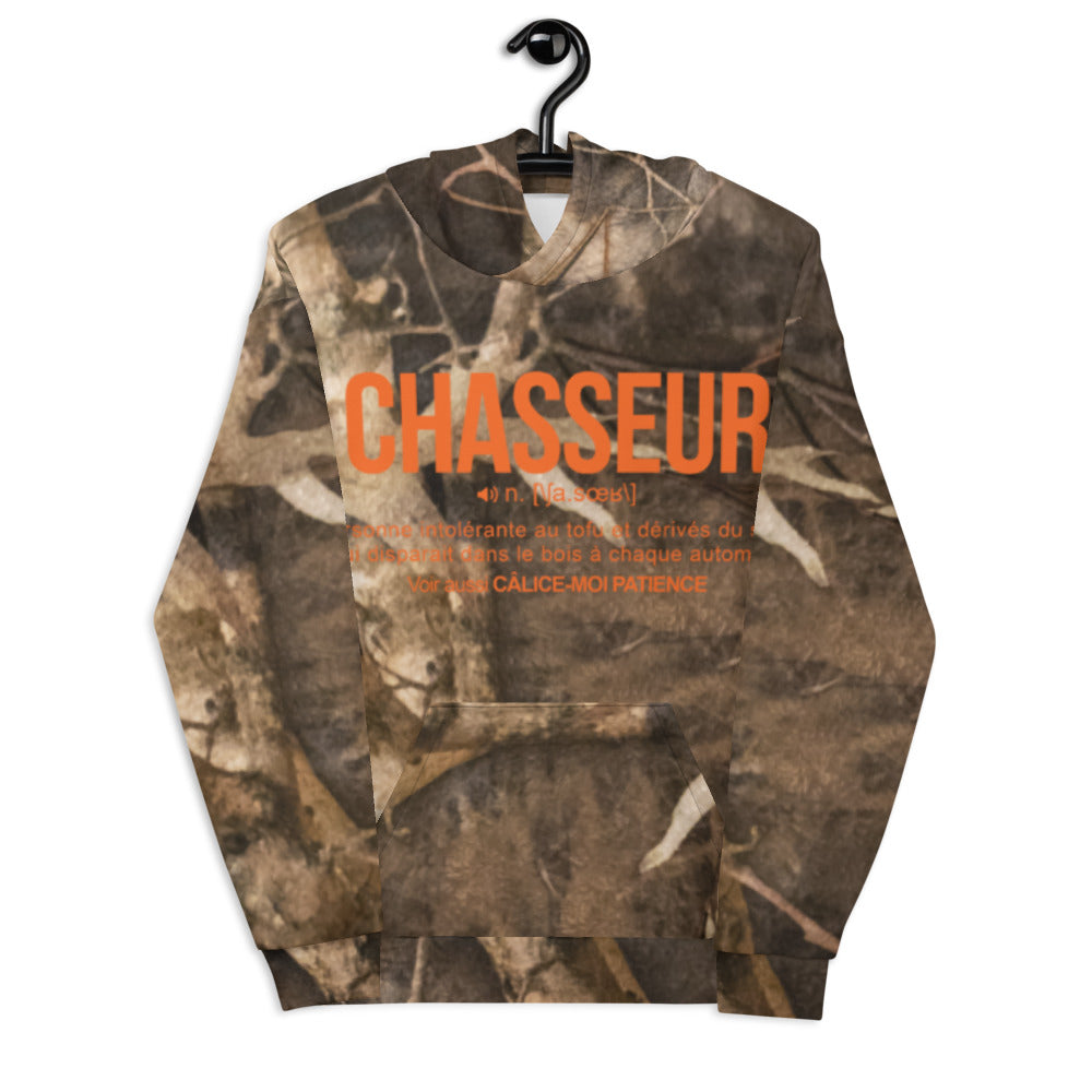 Chasseur définition humoristique - camo bois d'Automne - Sweatshirt à capuche - hoodie - Ici & Là - T-shirts & Souvenirs de chez toi