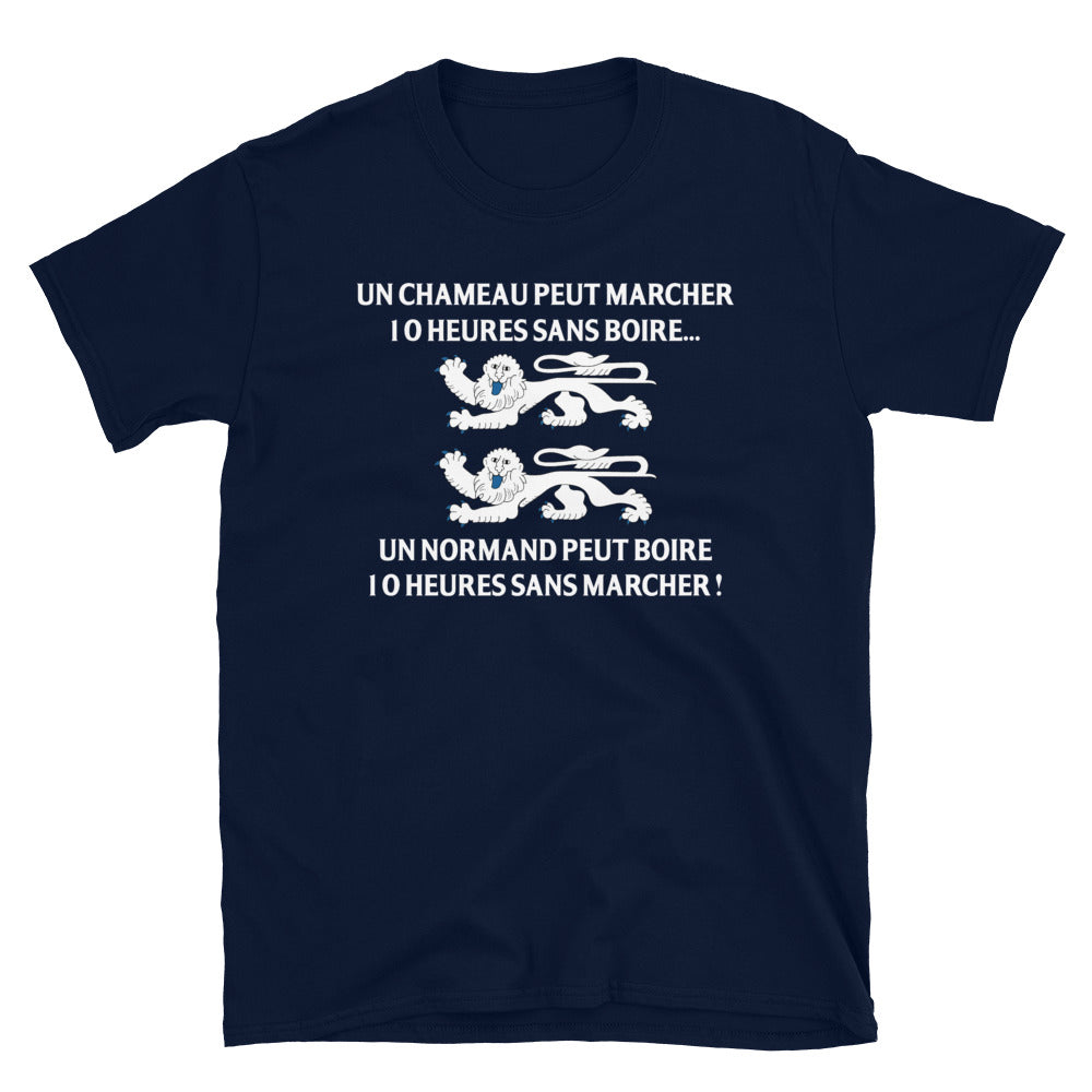T-shirt Normand bleu marine dos - Un normand peut boire 10 h sans marcher