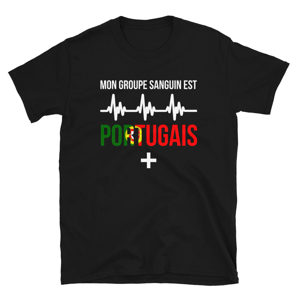 T-shirt Portugal noir - Mon groupe sanguin : Portugais plus