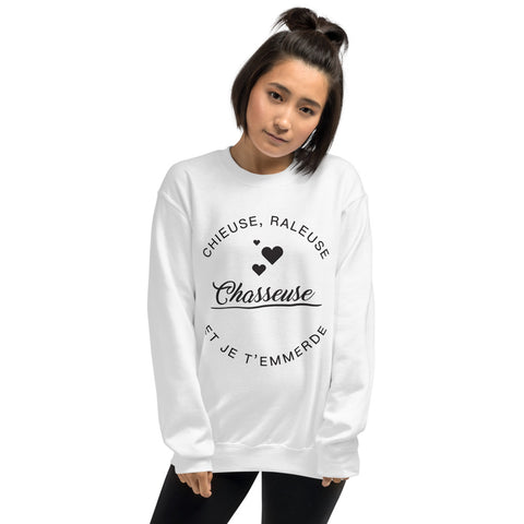 Chasseuse et je t'emm***de - Sweatshirt - Ici & Là - T-shirts & Souvenirs de chez toi