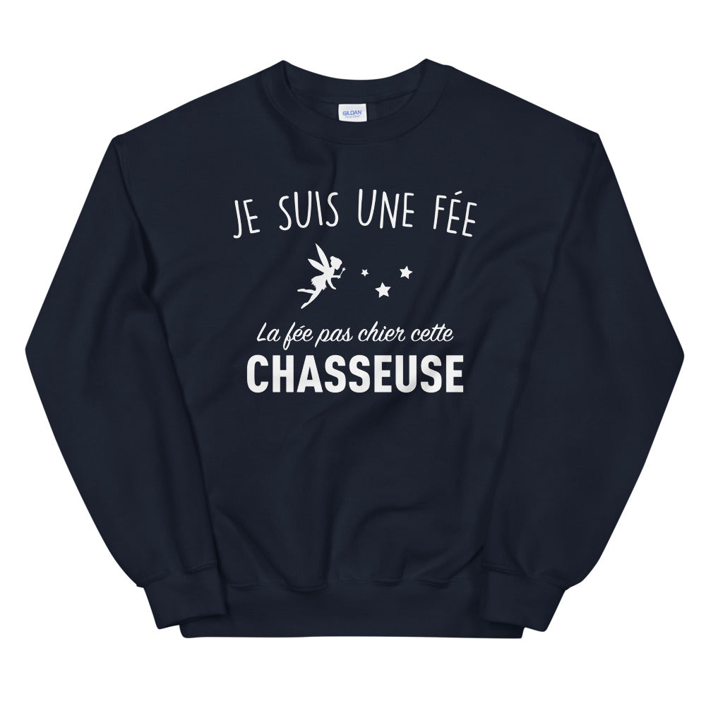 Sweatshirt Fée Chasseuse bleu marine - design humoristique et chaleureux