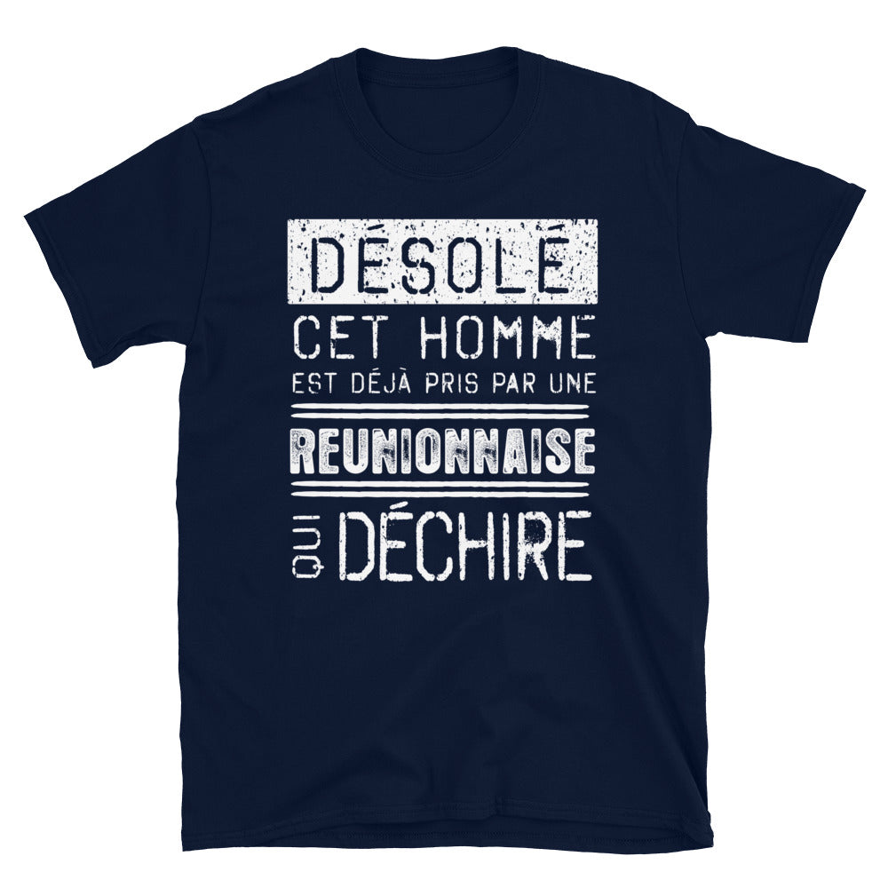 T-shirt Réunion noir dos - Désolé ce mec est pris par une fille
