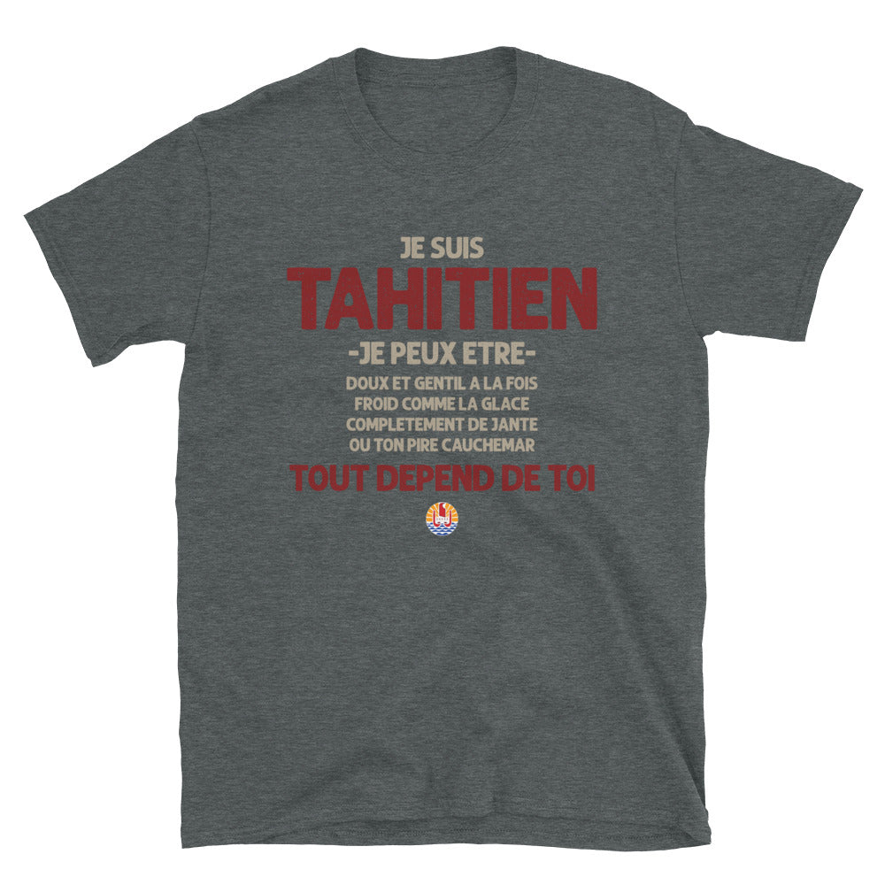 T-shirt Tahitien gris foncé dos - Ça dépend de toi