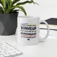 Thumbnail for Bonheur & réunionnaise - Mug Blanc brillant - Ici & Là - T-shirts & Souvenirs de chez toi