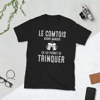 Thumbnail for T-shirt Franche-Comté gris foncé dos - Le Comtois adore manger
