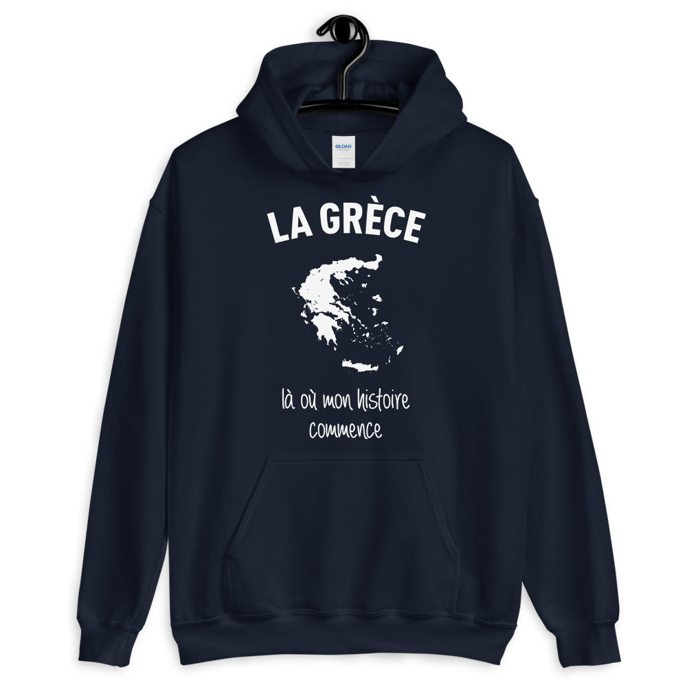 Sweatshirt Grèce bleu marine - Mon histoire commence ici