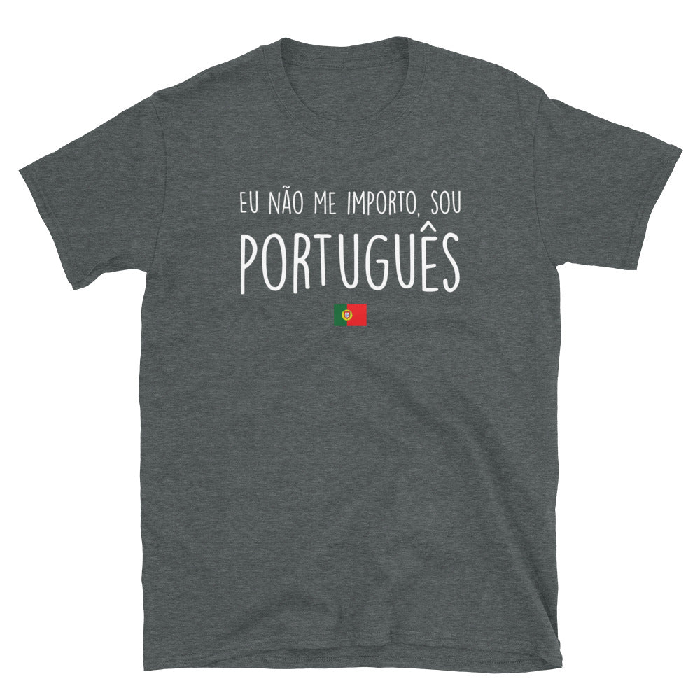 T-shirt Portugal gris foncé chiné - Je m'en fous, je suis portugais