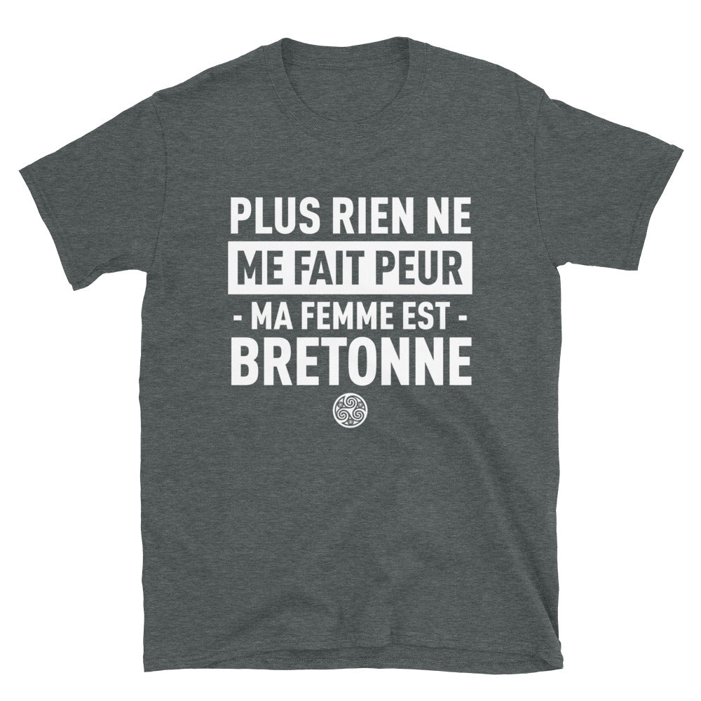 T-shirt Bretagne bleu marine - Plus rien ne me fait peur ma femme est