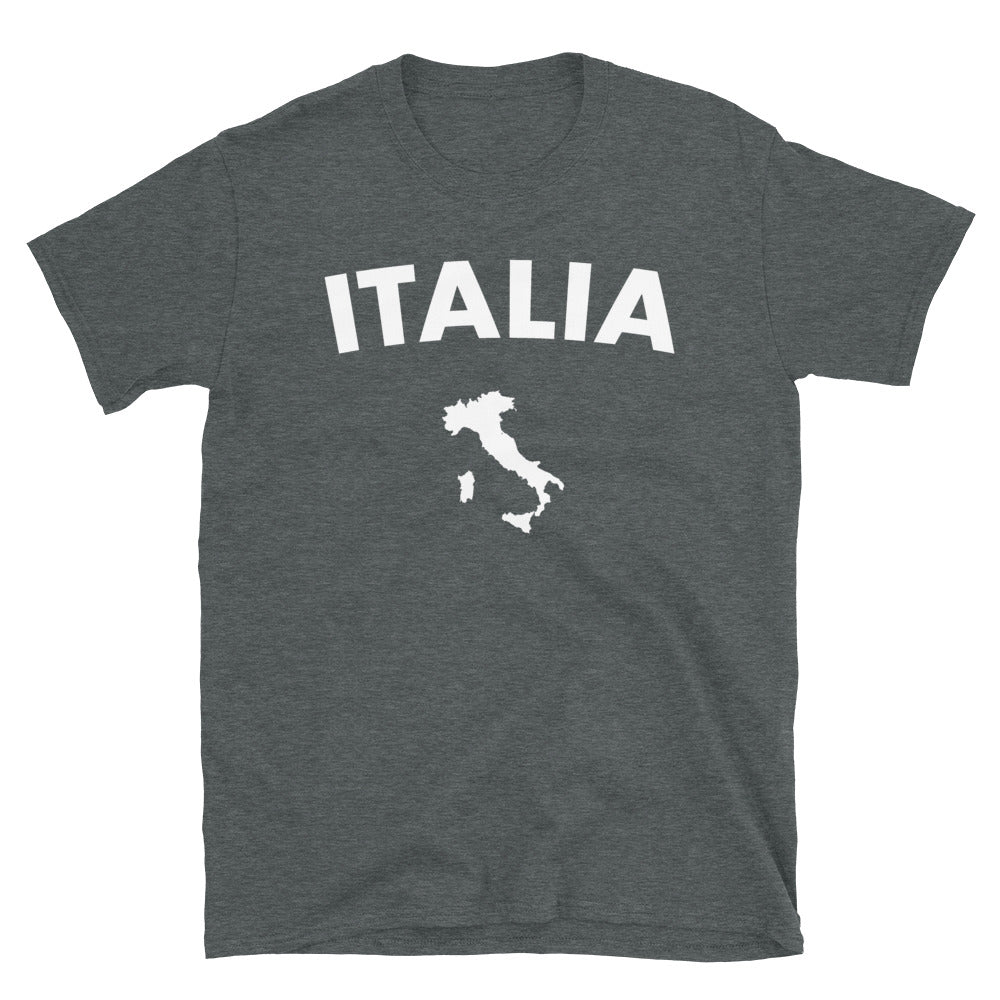 T-shirt Italie gris foncé chiné dos - Carte humoristique de l'Italie
