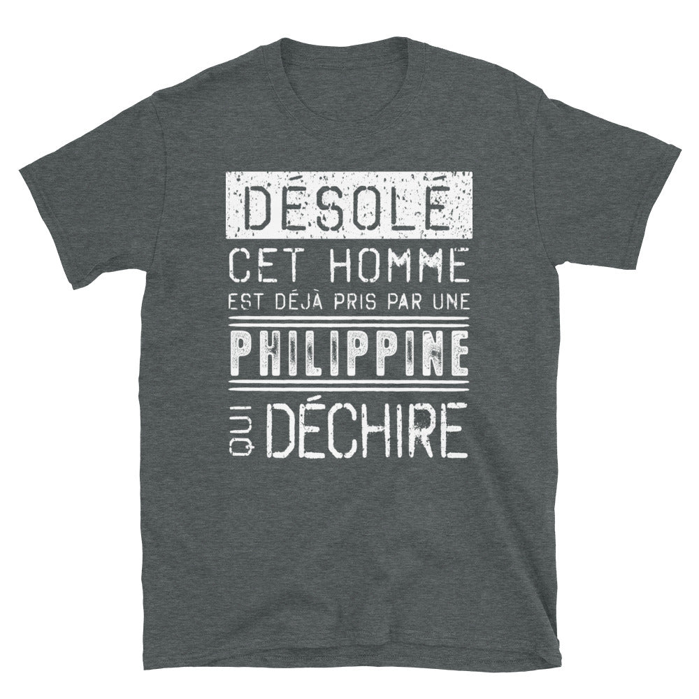 T-shirt Philippine bleu marine - Désolé ce mec est pris par une fille