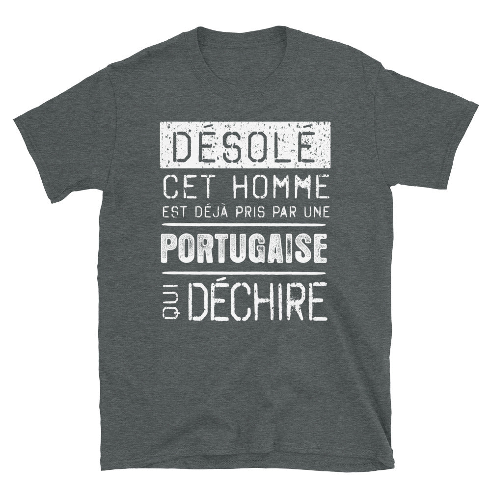 T-shirt Portugal bleu marine - Désolé ce mec est pris par une Portugaise