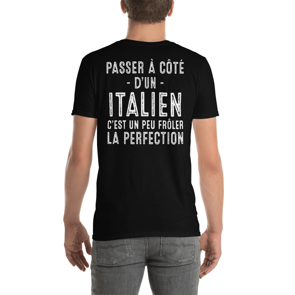 T-shirt Italie noir dos - Frôler la perfection avec humour