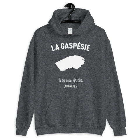 La gaspésie là où mon histoire commence - Sweatshirt à capuche - Ici & Là - T-shirts & Souvenirs de chez toi