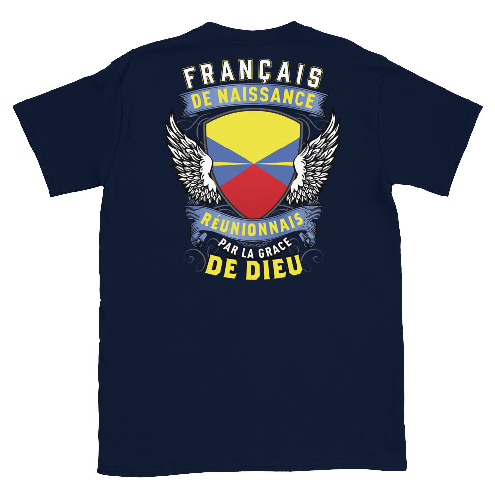 T-shirt Réunion bleu marine - texte humoristique sur les origines