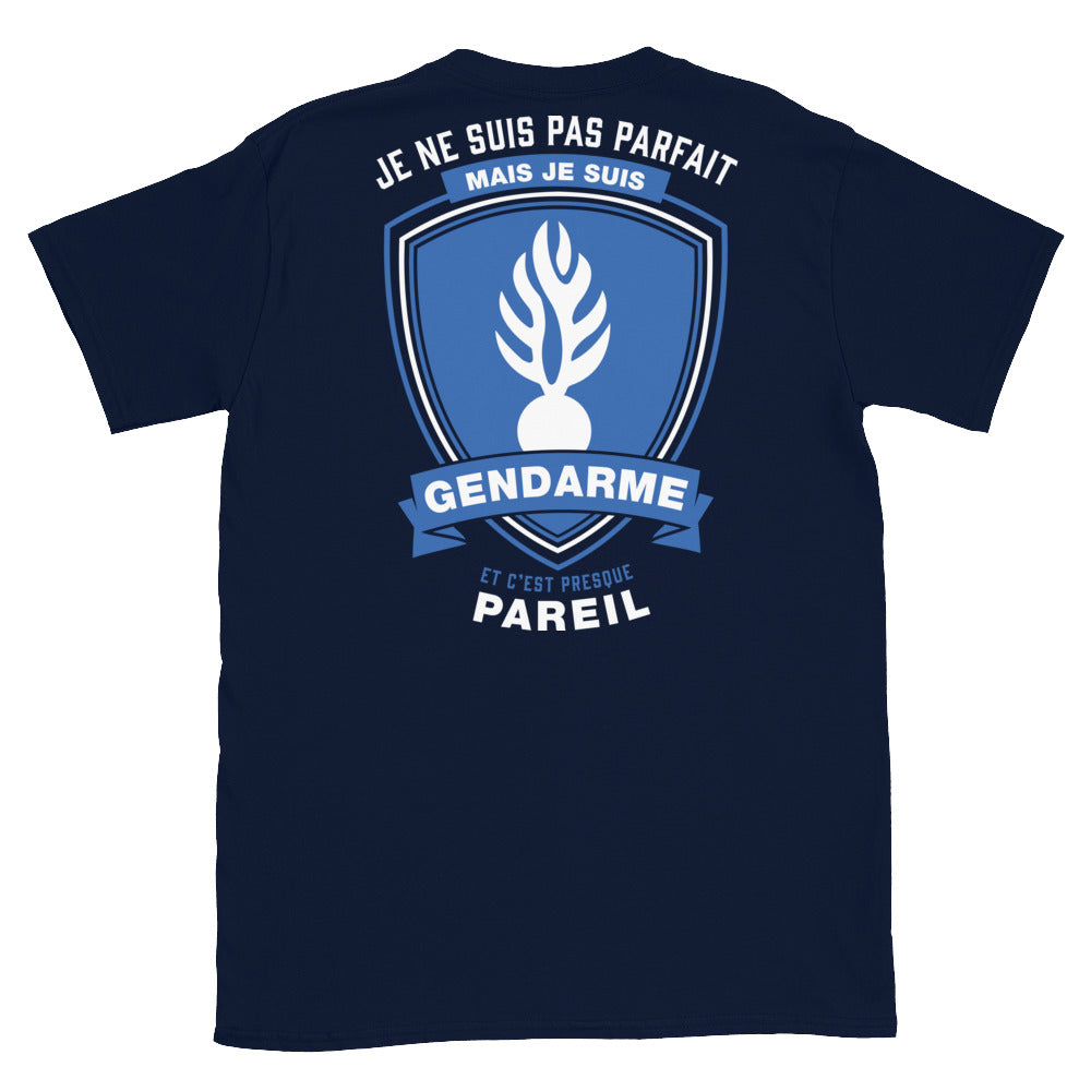 T-shirt Gendarme noir dos - Je ne suis pas parfait mais je suis Gendarme