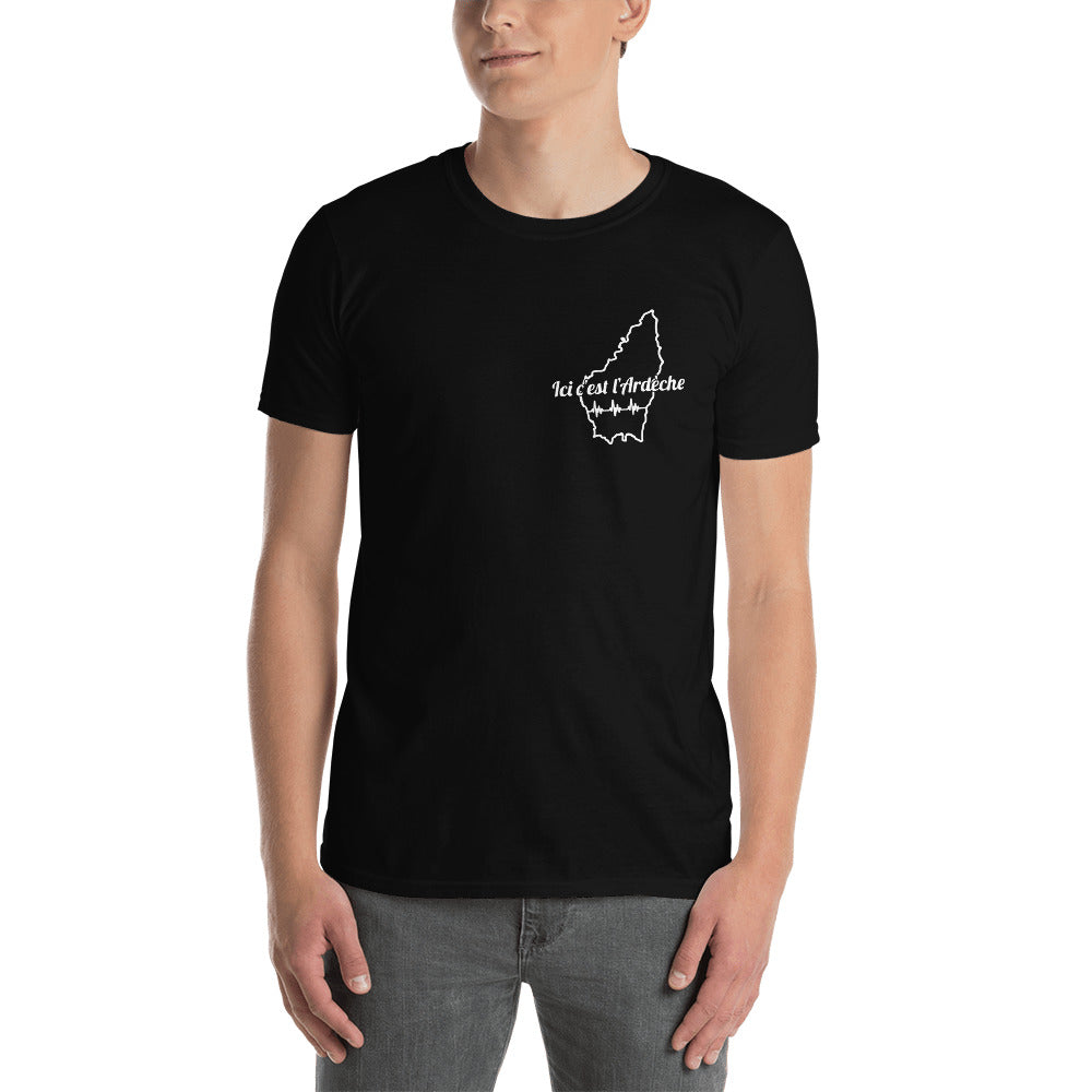 T-shirt Ardèche noir dos - L'Ardèche imprimée sur le coeur
