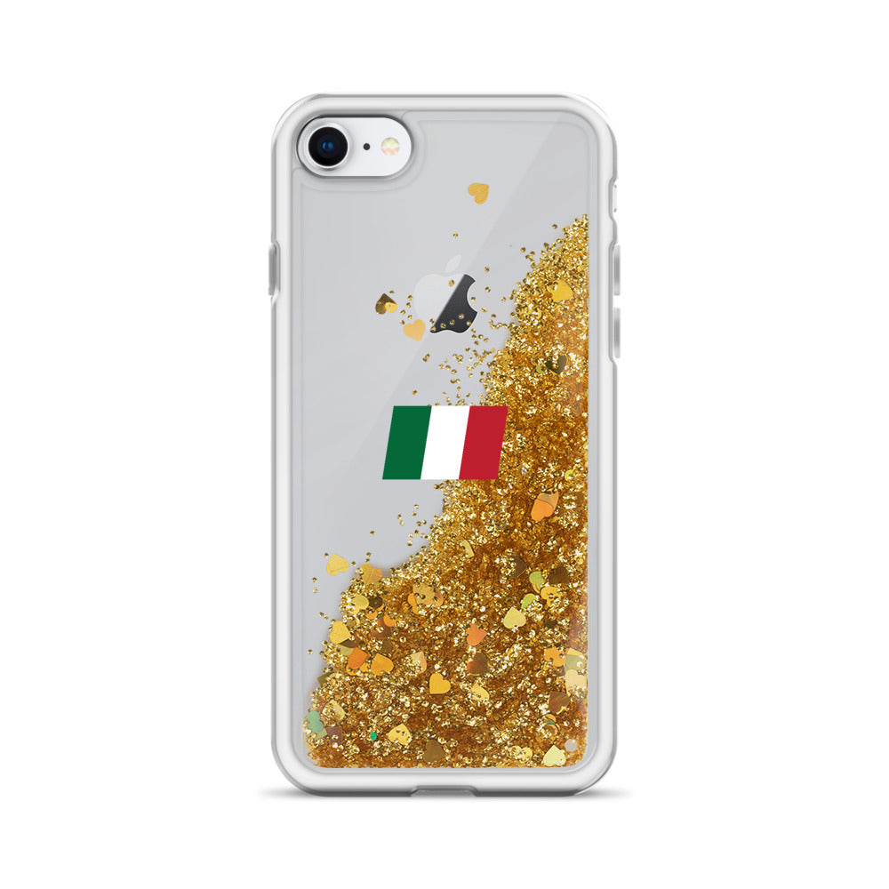 Coque de téléphone Italie rose dos - Drapeau et paillettes