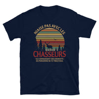 Thumbnail for T-shirt chasseurs bleu marine - Niaise pas avec les chasseurs