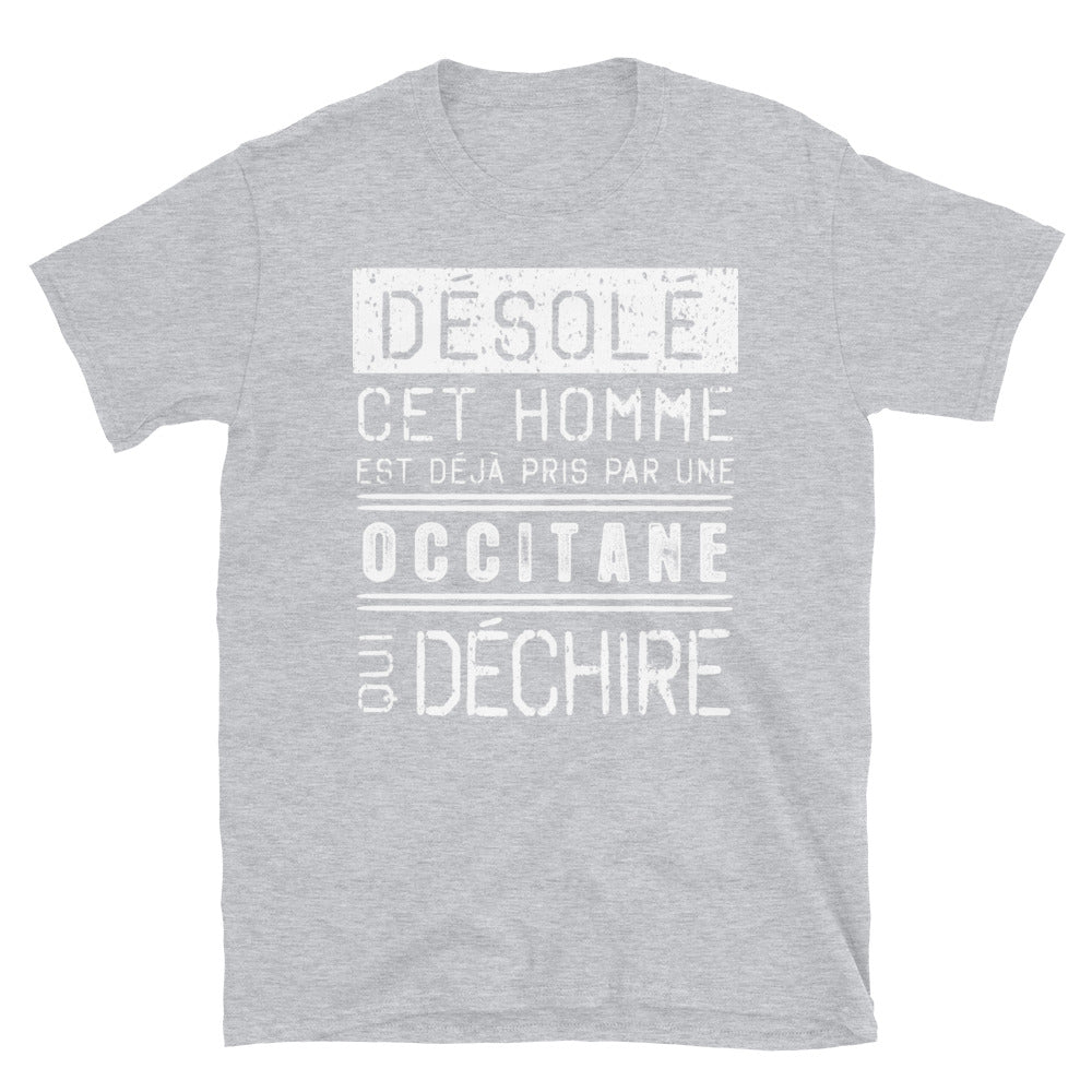 T-shirt Occitanie gris sportif - Désolé, ce mec est pris par une fille qui déchire