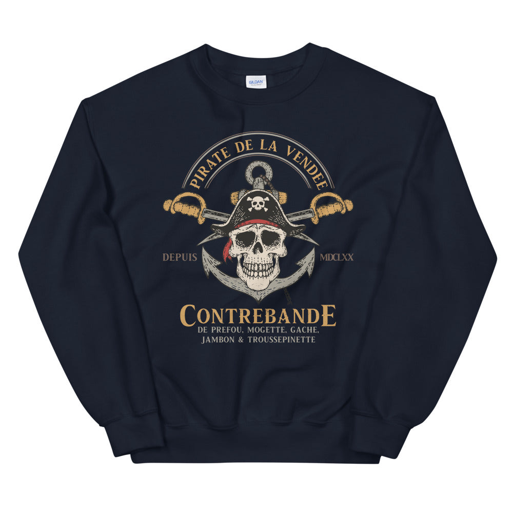 Sweatshirt Vendée gris foncé dos - Fierté des pirates locaux