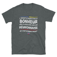 Thumbnail for T-shirt Réunionnais noir - L'argent n'achète pas le bonheur face