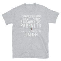 Thumbnail for T-shirt italien gris - Les Français passent leur vie entière - porté homme