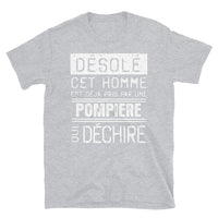 Thumbnail for T-shirt humour bleu marine dos - Désolé ce mec est pris par une fille qui déchire