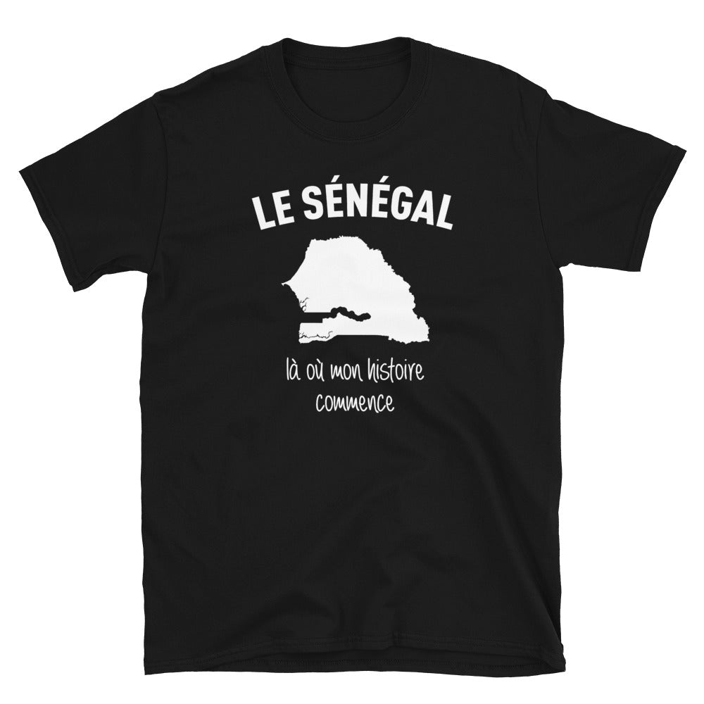 T-shirt Sénégal noir - Mon histoire commence avec fierté
