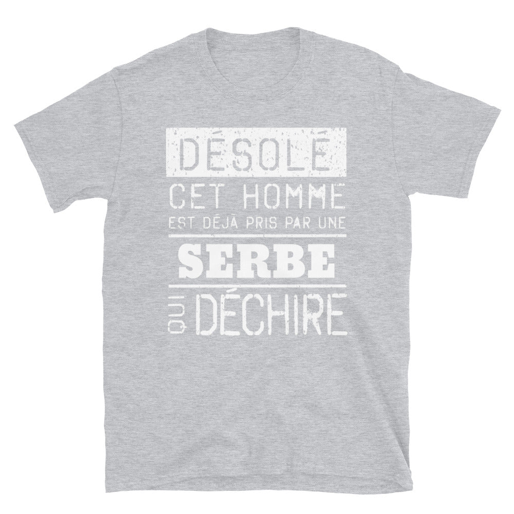 T-shirt Serbie bleu marine dos - Désolé ce mec est pris par une fille qui déchire