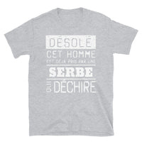 Thumbnail for T-shirt Serbie bleu marine dos - Désolé ce mec est pris par une fille qui déchire